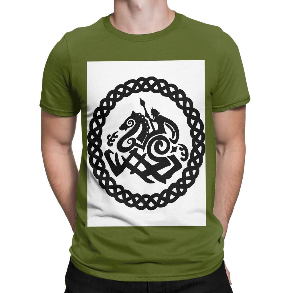 Norse Odin and Sleipnir in Knot Circle Funny 100 Cotton TShirt Sleipnir Tops Tees For Unisex