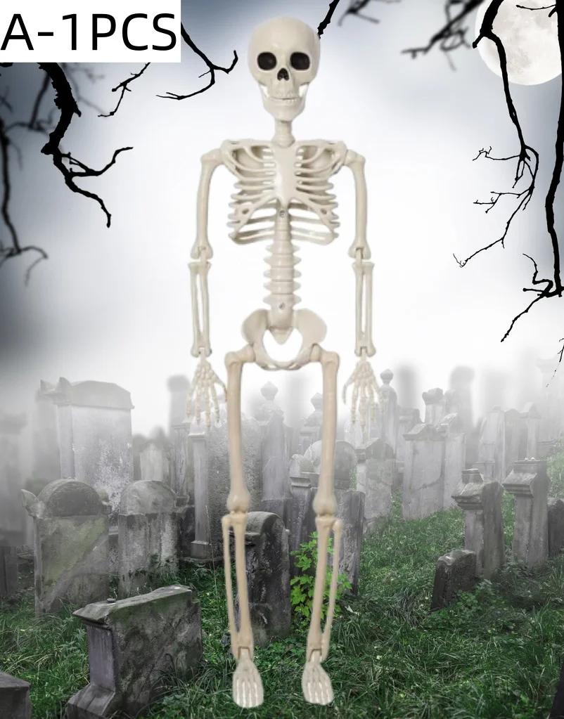 Realistic Skeleton Prop 40cm Movable Human Model Pumpkin Full Body Figure Toy Halloween Decor Bride Groom Witch Ornaments