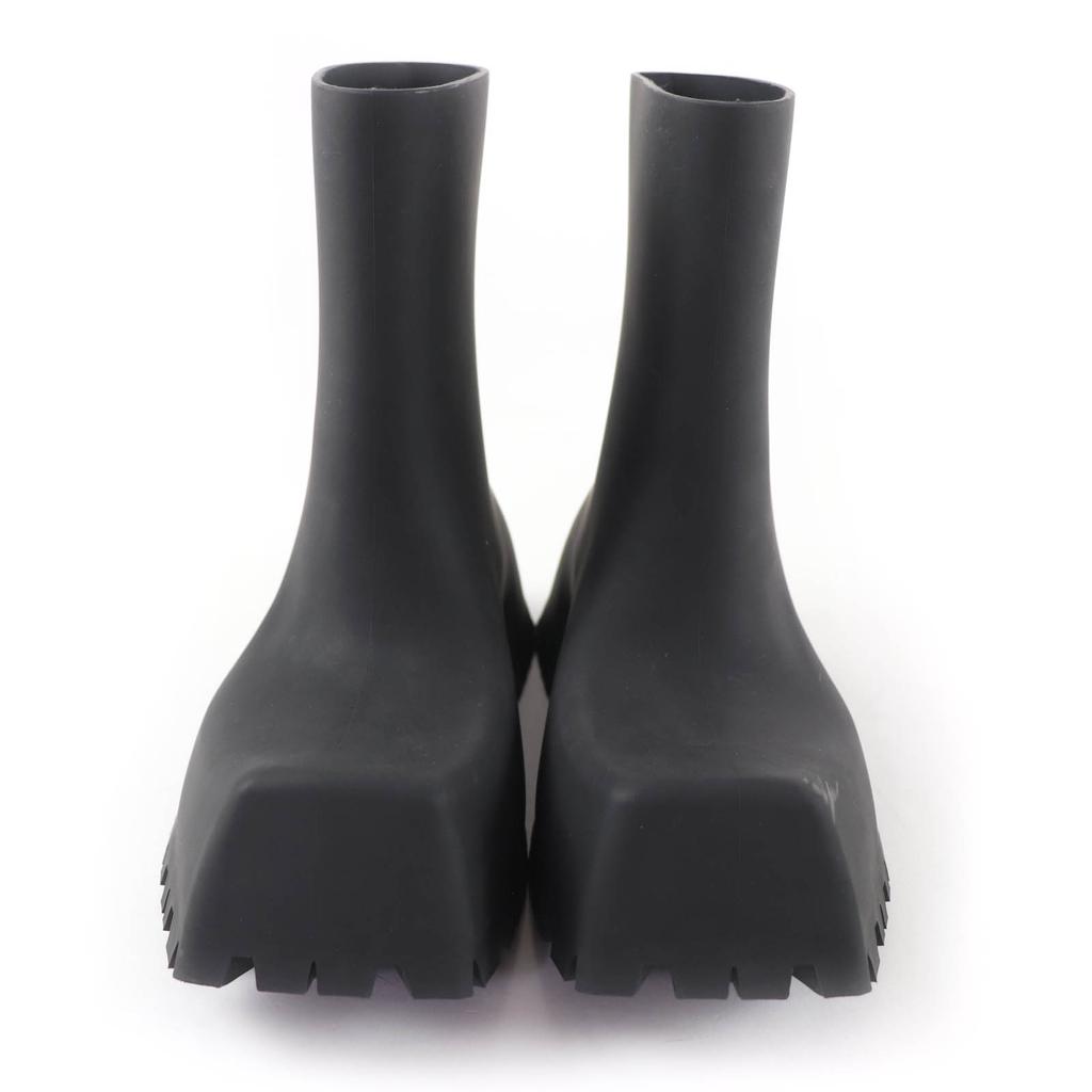 Great BALENCIAGA short boots TROOPER Black series rubber Women 679326 Used
