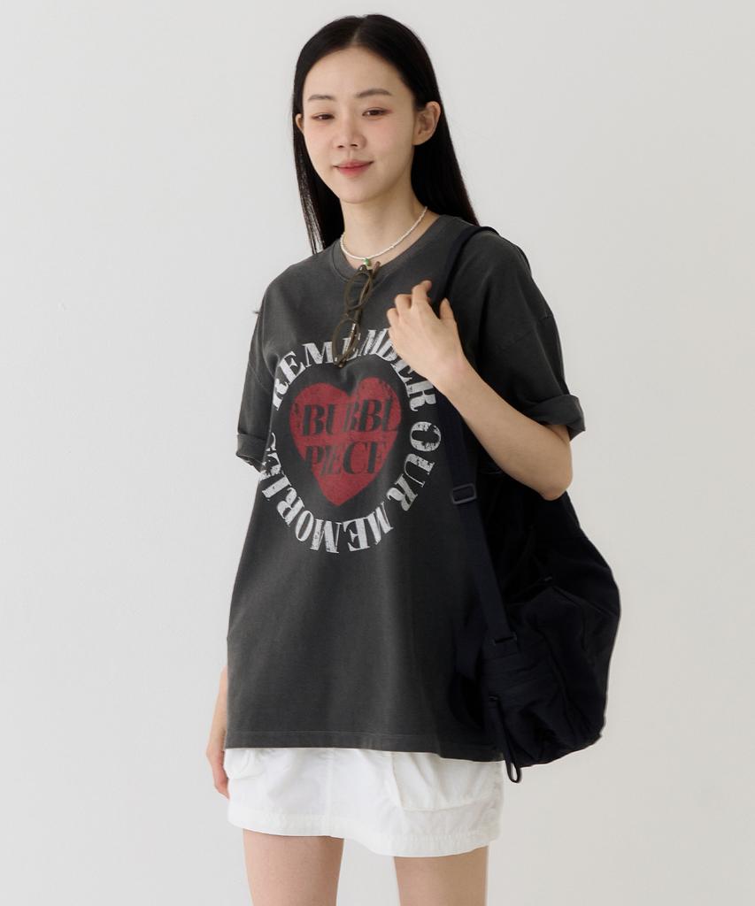 Beobeulpiseu Heart Circle Pigment T-Shirt_Charcoal