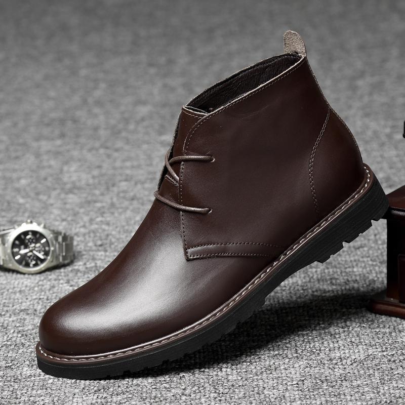 Модные осенне-зимние мужские ботильоны, роскошный бренд, на шнуровке, деловая обувь, мужская обувь из натуральной кожи, высокое качество, круглый носок, базовые ботинки
