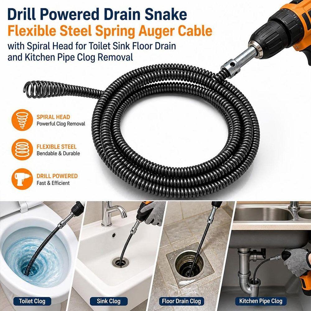 Steel Drain Snake Flexible Spring Pipe Cleaning Cable New Spring Drain Auger Sink Maintenance