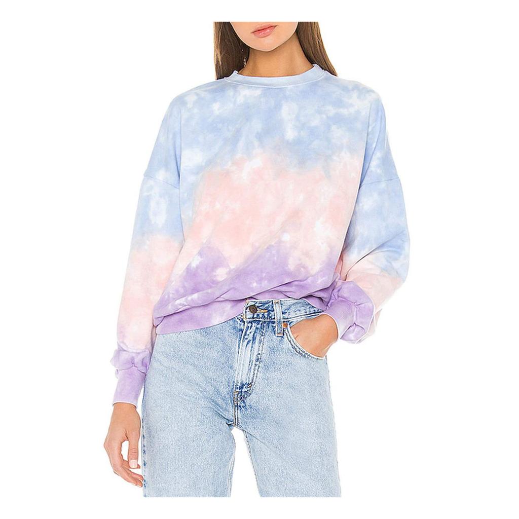 Mode Frauen Sweatshirt Langarm Sweatshirt Tie-Dye Gedruckt Pullover Tops