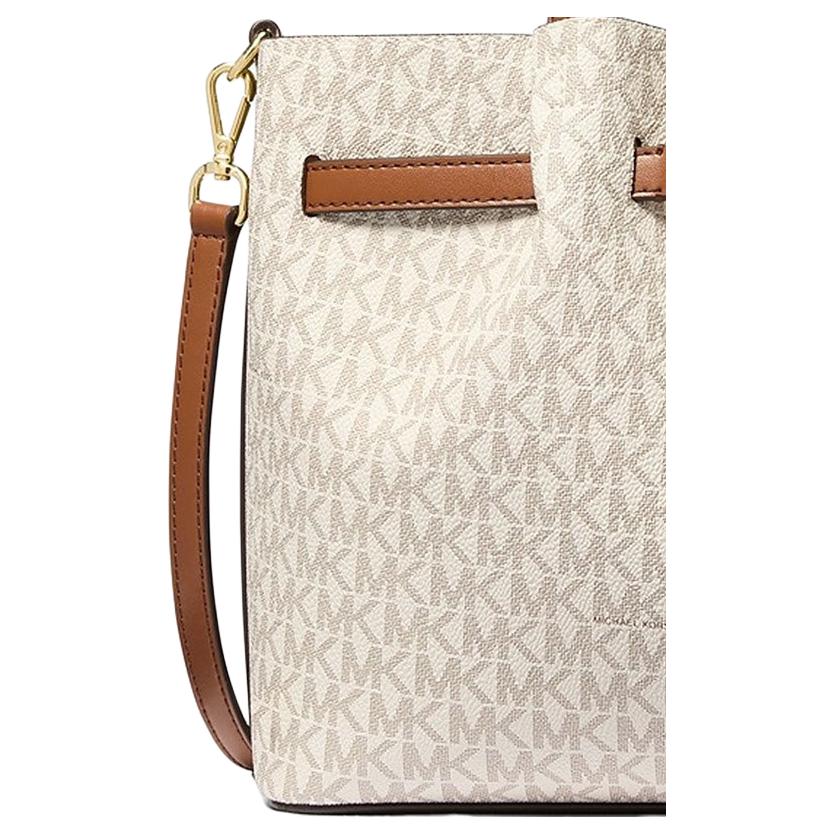 Michael Kors Medium Shoulder Tote Bag With Gold Hardware In Vanilla White And Acorn Brown Women handbags 35S5G2ZS3B-VANILLA