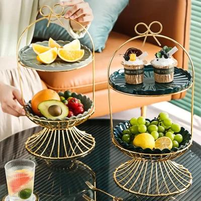 2vrstvý kreativní stojan na dorty, tác na ovoce, misky na servírování sladkostí, servírovací talíř, ovocný talíř, vánoční dekorace, úložný prostor pro potraviny