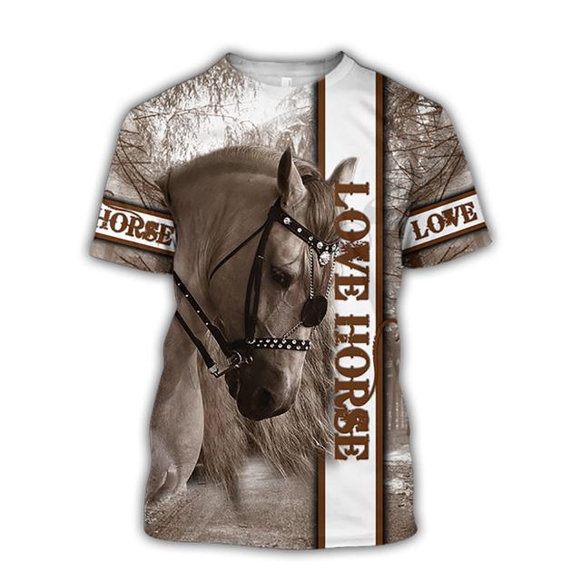 3D-utskrift Hästskjorta Unisex mode T-tröja för kvinnor Stor lös T-shirt med o-halsad T-shirt med kort ärm Fritidskläder Hästkläder