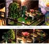 moin moin Dollhouse Miniature DIY Kit Modern Dollhouse with Large Lawn and LED Music and Acrylic Case Set, Two-Story Balcony, Lights, Box,