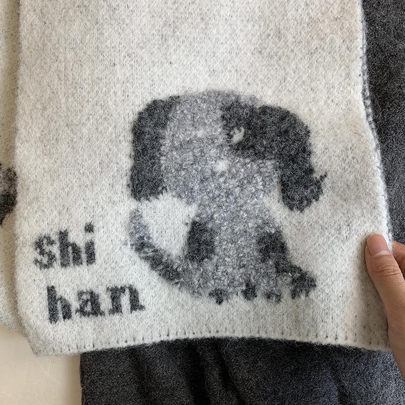 Falling Pool Knitwear: Fluffy 3D Puppy Scarf - Korean Style Unisex Warm Neck Warmer for Autumn/Winter