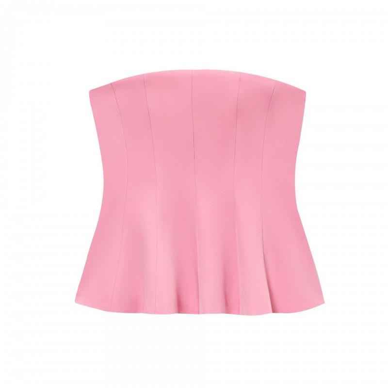 Womens Sleeveless Crop Top With Skirt-Hem Detail Solid Color Fit Office Chic