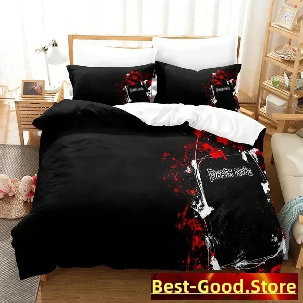 3D Death Anime Note Beding Set Printed Bed Linen Set With Pilowcase Soft Duvet Cover Soft Single Double Quen Super King-Sized Dimensionsd Dimensions
