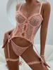 New Romance Garter Bodysuit Sexy Lingerie Women Retro Corset Lace Underwear Suspender Sheer Bodycon Erotic Outfits Porn Sex Set