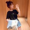 Women's Backless Short-sleeve T-shirt  New Summer Korean Version Loose Sequin Top