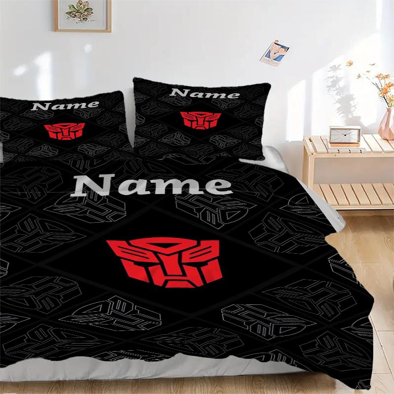 Custom Name Transformative Force Bedding 3 Piece Set HD Print Duvet Cover Pillowcases for Teens Adult Bedroom Decoration