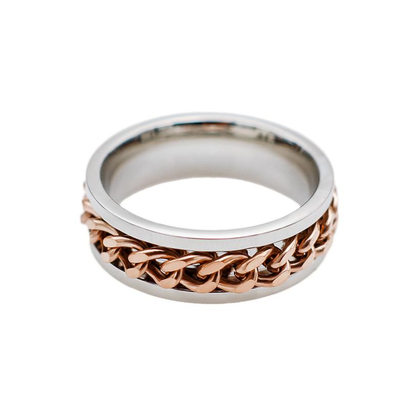 Personalized Men'S Rotatable Chain Titanium Steel Ring Niche Decompression Open Bottle Beer Ring