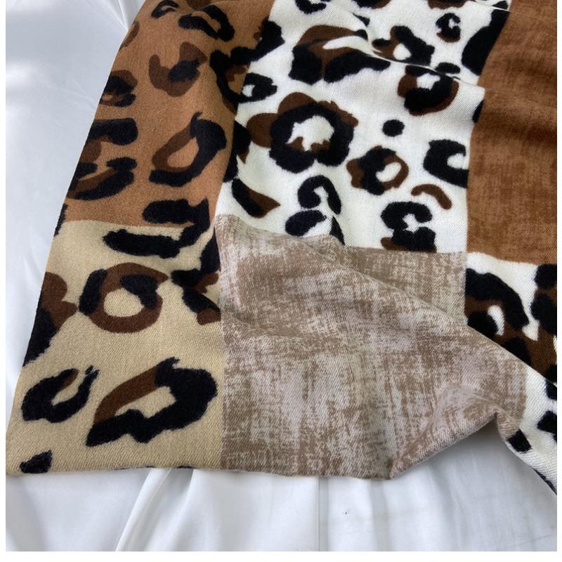 Imitation Cashmere Double-sided Printed Scarf Women's Autumn and Winter European and American Color Matching Leopard Print Warm Shawl Fashion Scarf