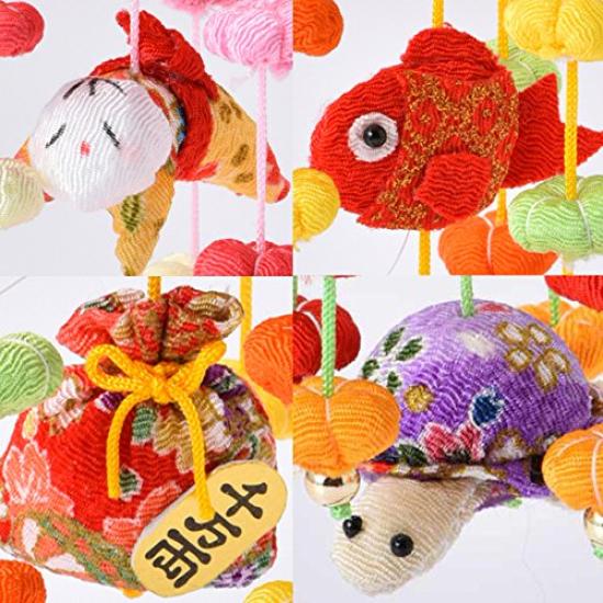 Takagi Fiber Panami Chirimen Bean Umbrella Hanging Doll Making LH425 Kit, Five-Piece Set, Red,