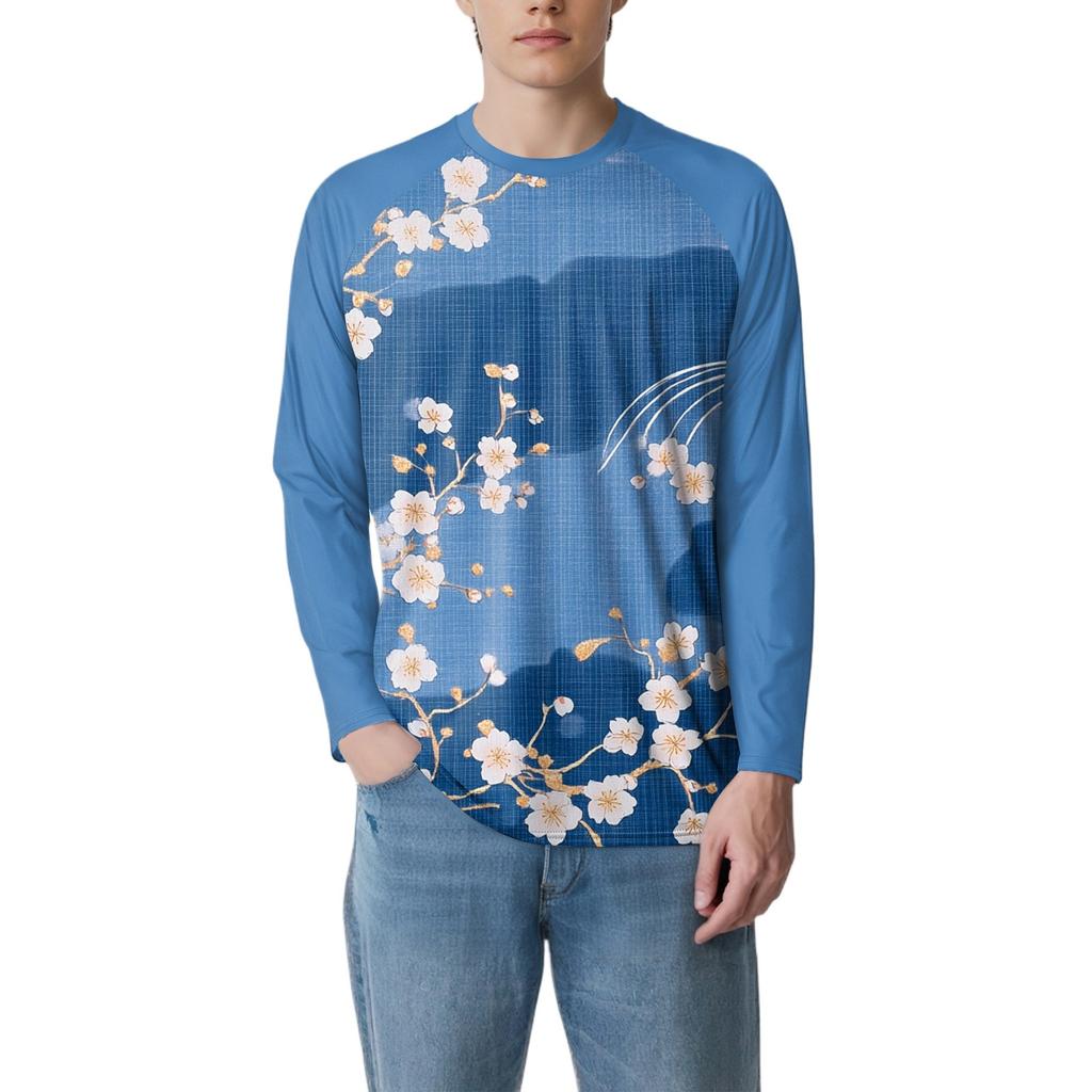 Pánské módní tištěné raglánové sportovní tričko s dlouhým rukávem