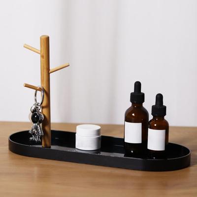 Nordic Style Leather Storage Tray with 3-Tier Hanging Key Jewelry Cosmetic Storage Box Home Decoration Bathroom Makeup Organizer