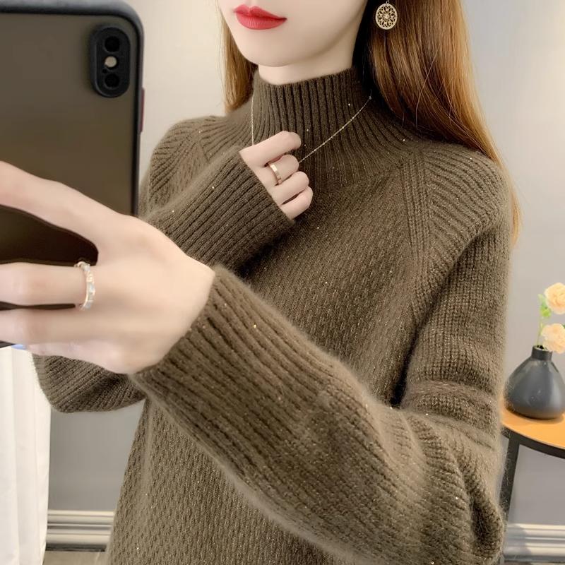 Turtle Neck Drop Shoulder Sweater, Casual Long Sleeve Sweater for Fall & Winter, Women's Clothing