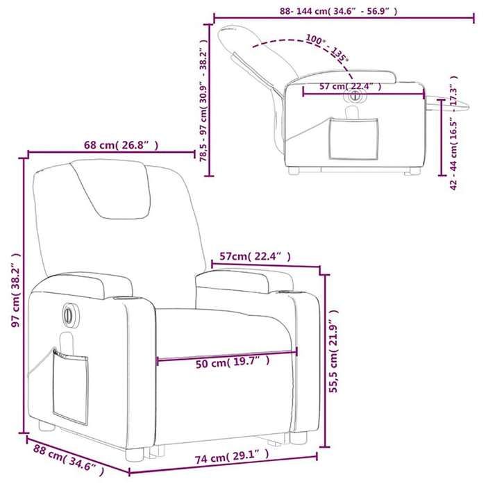 VidaXL Fauteuil inclinable de massage électrique Gris foncé Tissu 3204405
