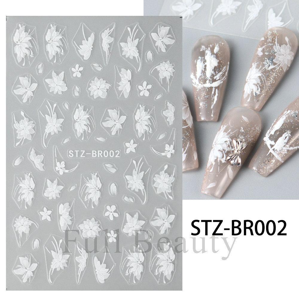Nail Art Stickers Shell Light Butterfly Aurora Romantic Ink Black And White Rose Thin Tough Nail Stickers