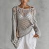 Spring Summer New See-through Hollow Out Long Sleeve Knit Cover Up Sexy Versatile Beach Cover Up for Women Europe America