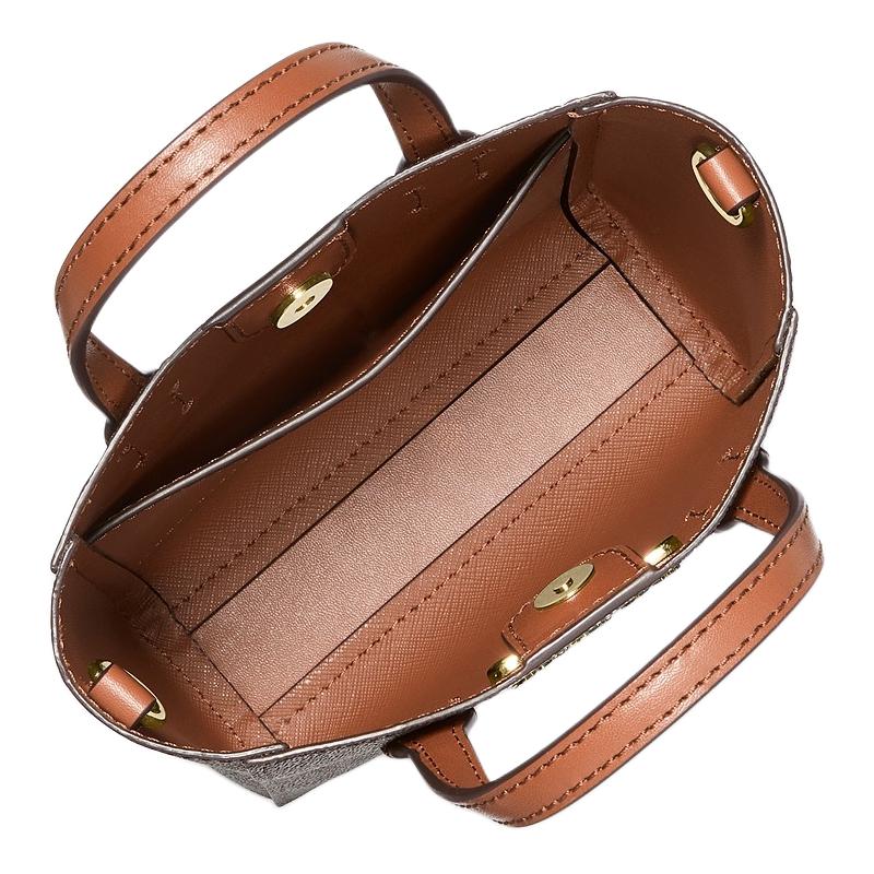 Michael Kors Vincent Logo Print Magnetic Closure Coated Canvas Shoulder Crossbody Mini Bag Women Handbags Dark-Brown 35F4G2VC0B-BROWN
