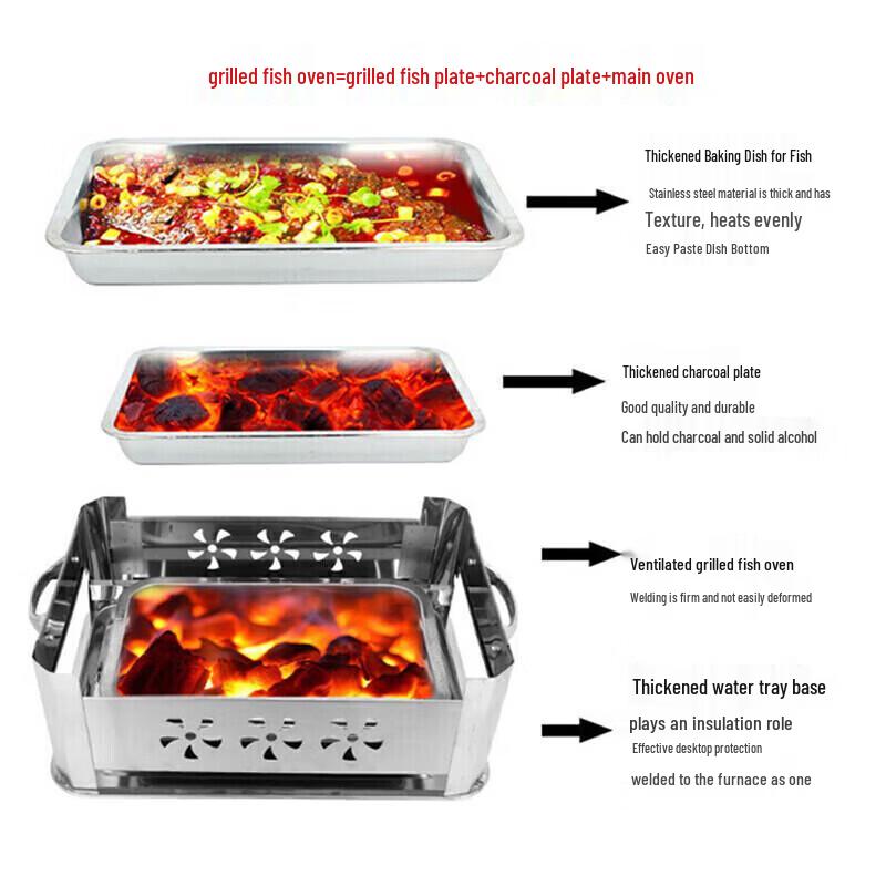 Thickened Stainless Steel Rectangular Roasting Fish Pan