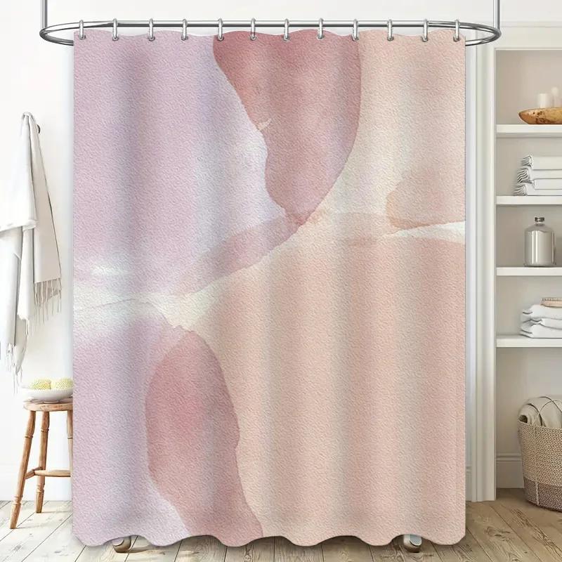 Soft Pink Watercolor Shower Curtain Modern Bathtub Decor DIY Home Improvement Ideas #HomeDecor #ShowerCurtains #BathtubDecoratio