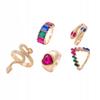 Set Of 5 Golden Rings Retro Punk Vintage Snake Heart Multicolor