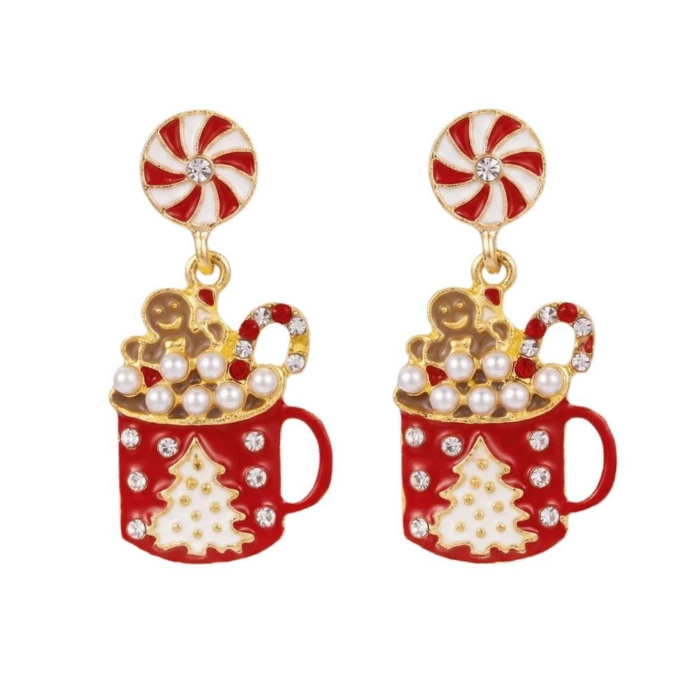 Rhinestone Christmas Earrings Dripping Oil Christmas Jewelry Sweet Xmas Drop Dangle Stud Party