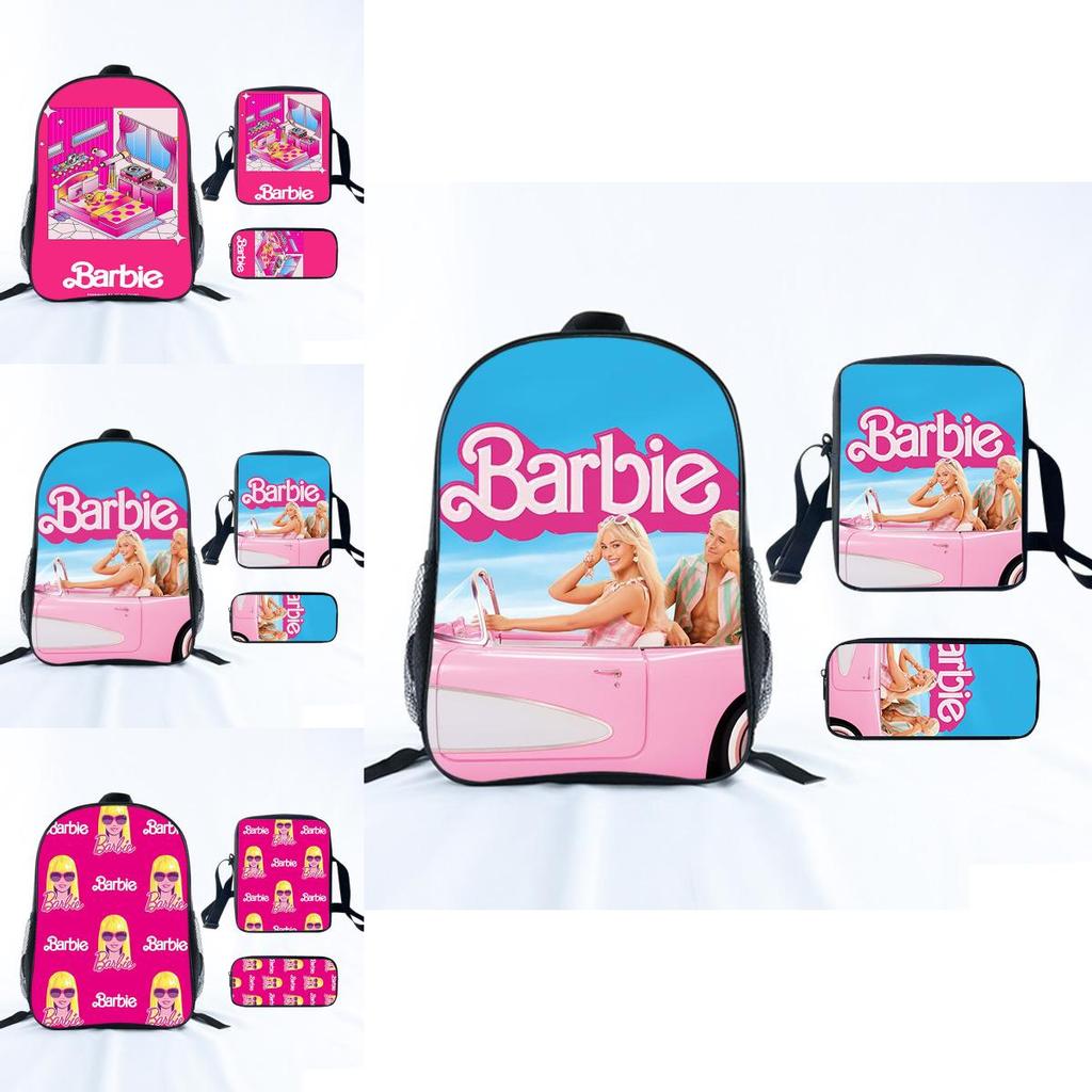 Barbie Princess School Bag Threepiece Set With Oxford Fabric For Girls Student Use