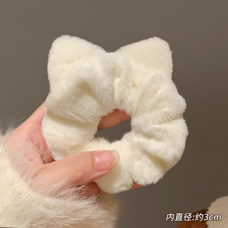 Cute Cat Ear Plush Hair Ties Women's Girl Elastic Hair Bands Korean Style Big Intestine Ring Head Flowers Hair Bands