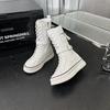 Leather Martin Boots Women's Spring and Autumn New Medium Tube Thick-soled Skinny Boots Breathable Versatile Women's Boots