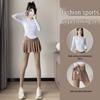 Girls' Fitness Set: Quick-Dry Mesh Skirt-Pants & Long-Sleeve Top