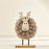 Yousheng Christmas Tabletop Decoration Plush Wool Felt Reindeer Santa Tree Figurine with Wooden Base for Winter Tiered Tray Mantel Decor
