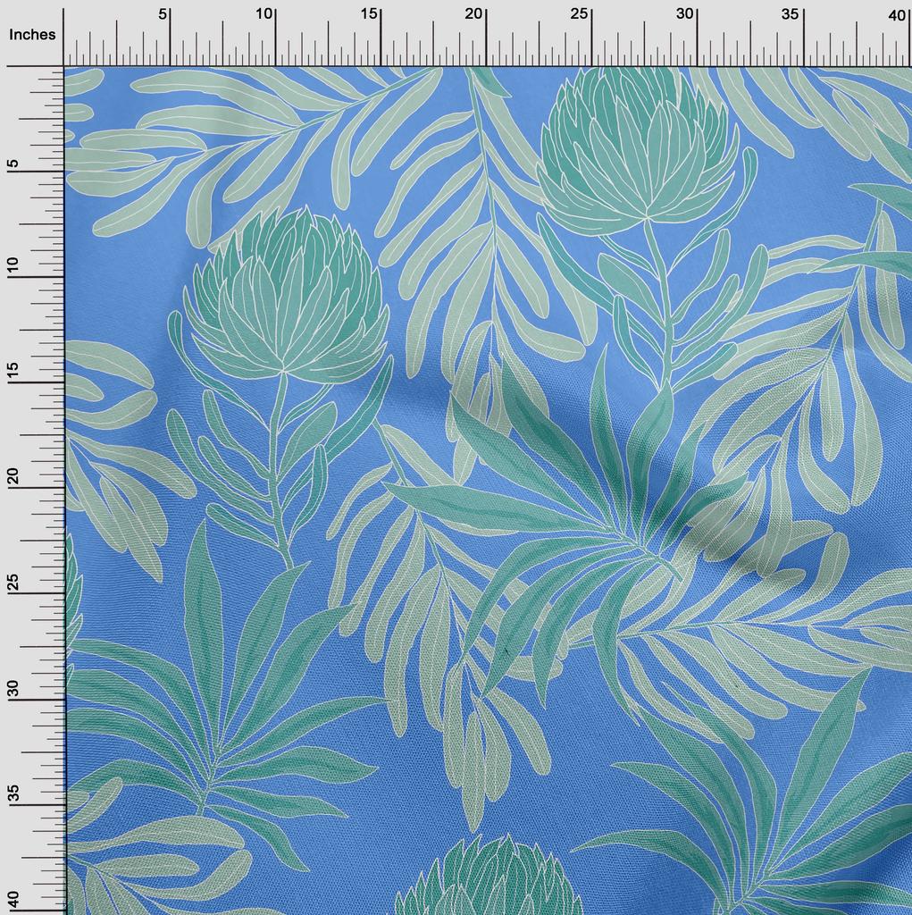 oneOone Cotton Poplin Blue Fabric Tropical Floral Quilting Supplies Print Sewing Fabric By The Yard 42 Inch