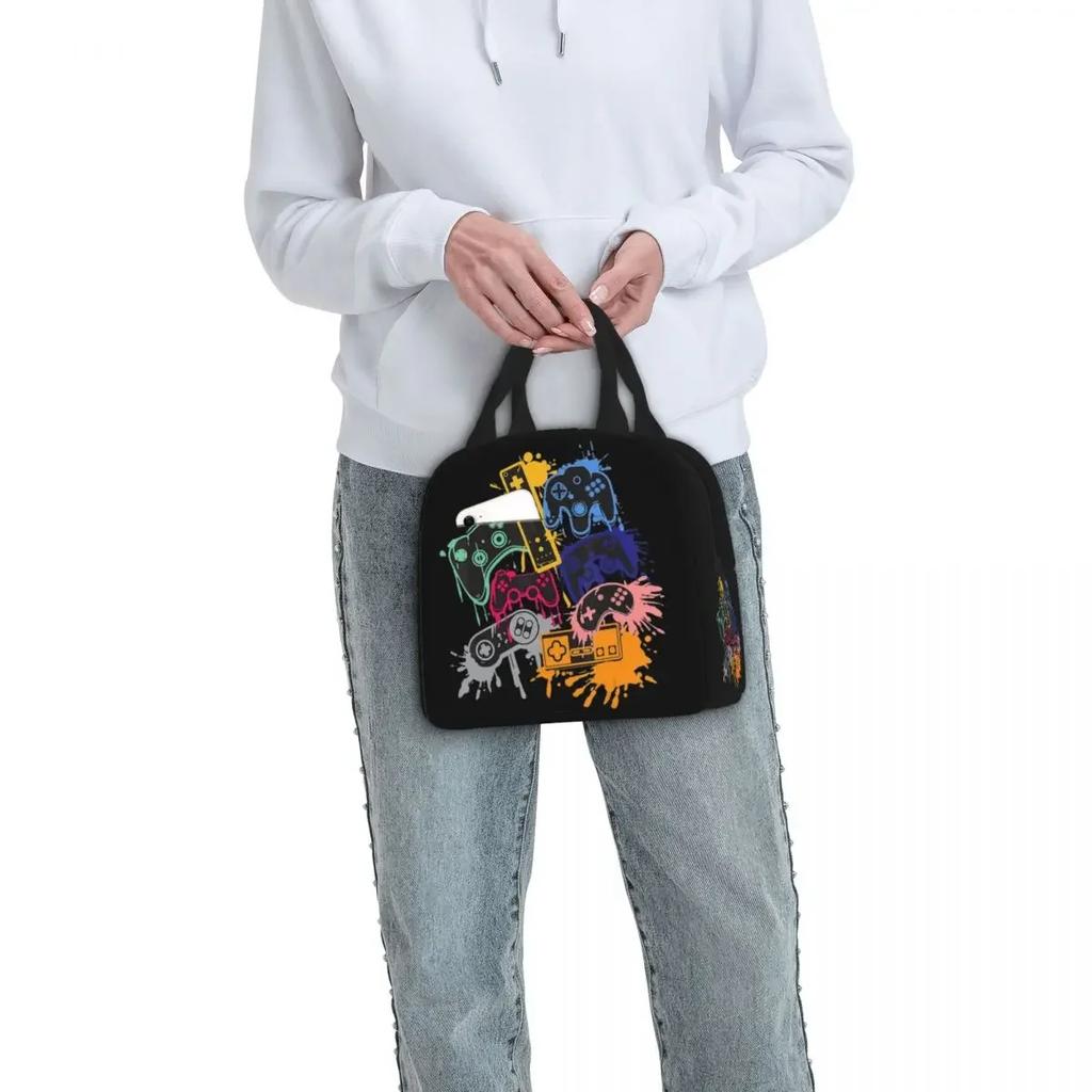 Control All The Things Video Game Controller Insulated Lunch Bags Portable Meal Container Cooler Bag Tote Lunch Box Food Bag