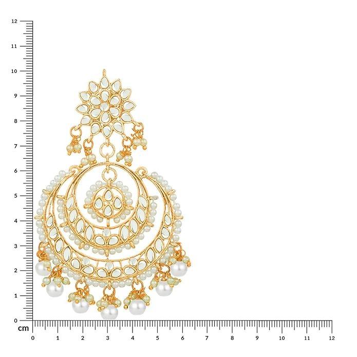 18K Gold Plated Alloy Kundan Stones Earrings For Women