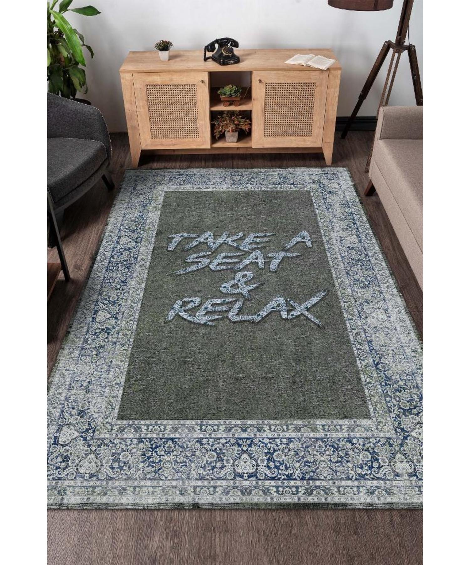 

Sit And Relax Cotton Woven Base Washable Non-Slip Decorative Home Family Carpet