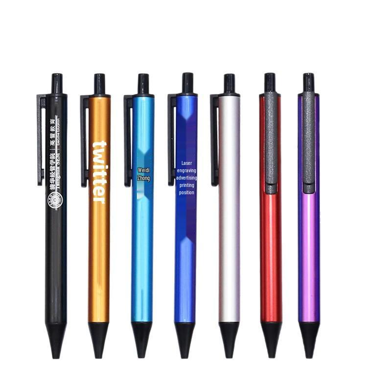Custom Engraved Metal Push-Button Gel Ballpoint Pen with Signature Logo for Business Advertising