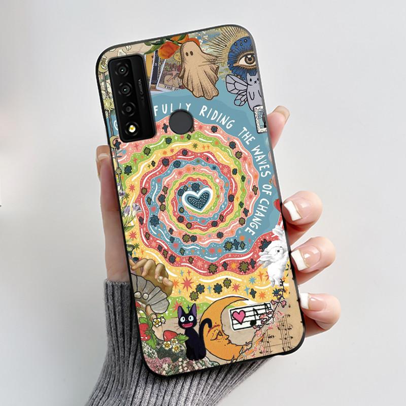 Casing For TCL 20 XE Case Aesthetic Fashion Cute Cat Astronaut Black Soft Silicone Protective Back Cover For TCL 20XE Phone Case