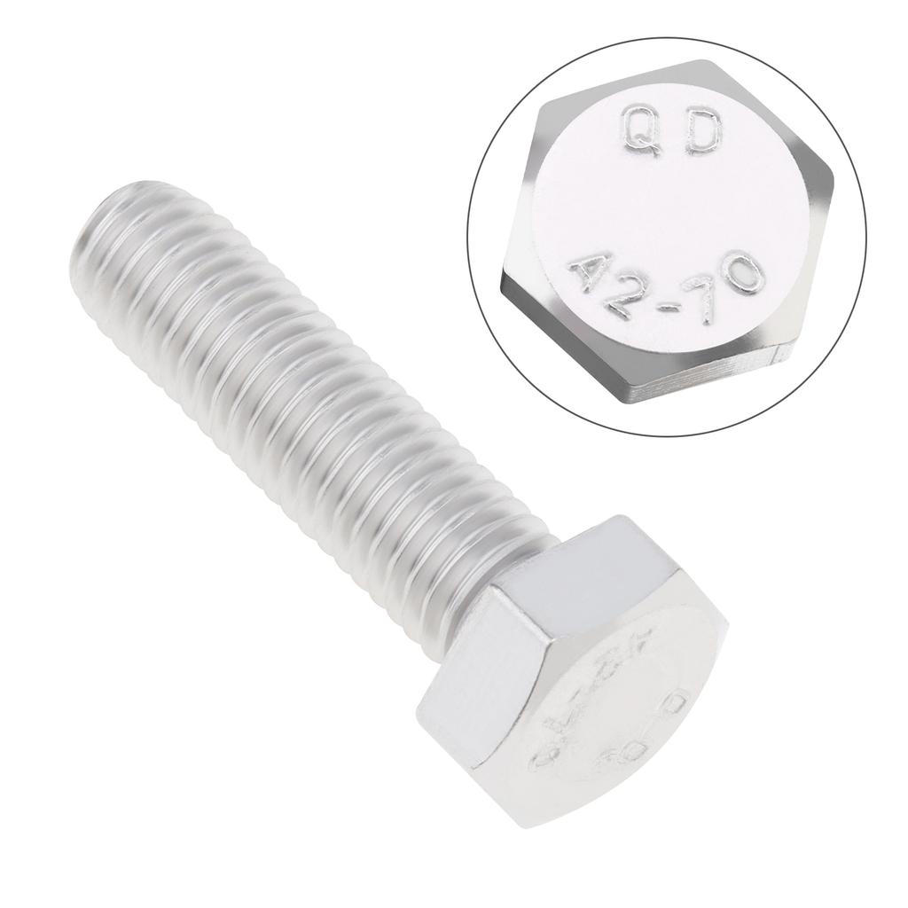 10 Pcs 304 Stainless Steel M8 x 30mm Hex Bolt Set, Fully Threaded Hex Screws with Flat Washer, Spring Washer and Matching Nuts