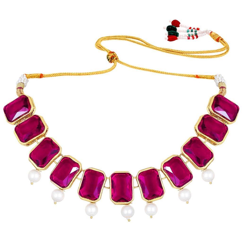 Conjunto de joias tradicionais Peora com colar de pérolas de cristal e brincos para mulheres