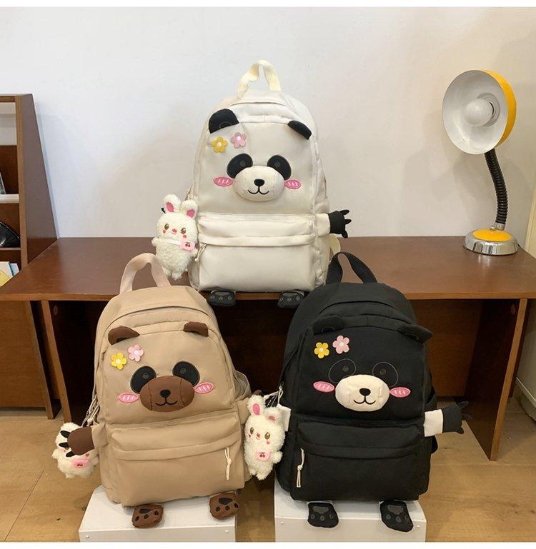 Panda Backpack Student Schoolbag Women's College Style Large Capacity Lightweight Backpack