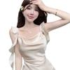 French celebrity swinging collar satin suspender dress women's summer high sense pure desire to close the waist a word sexy tube top skirt