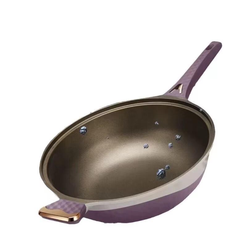 Zhishi Dual-Color Titanium Micro-Pressure Non-Stick Wok with Lid