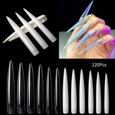 Nail Art Show Salon Nail Art 120pcs Extended Fake Nail Color Color Patch / Transparent Natural Nail Art Long Exercise