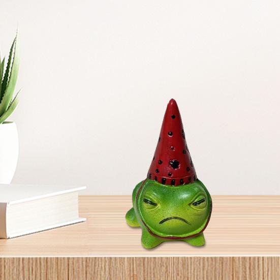 Cute Frog Resin Figurine with Party Hat Small Garden Animal Statue Mini Cartoon Frog Sculpture for Garden Yard Patio Desk Fantasy Home Decor