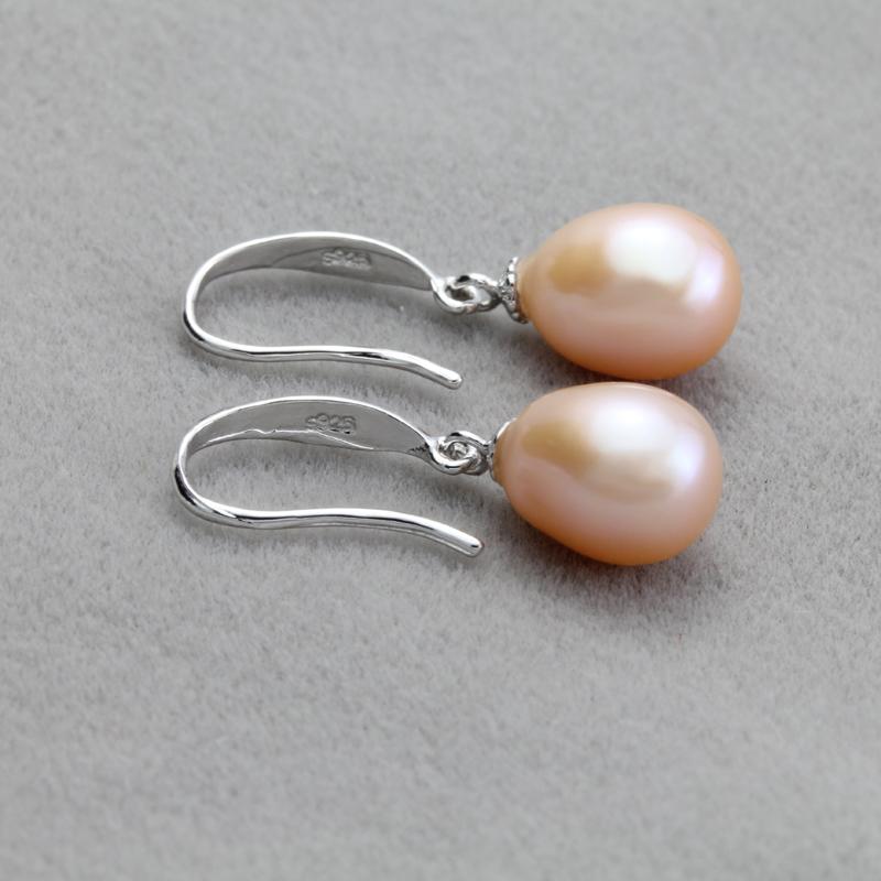 Real Natural Pearl Earrings For Wome,925 Sterling Silver White Freshwater Pearl Drop Earring Wife Mother Anniversary Gift Pink